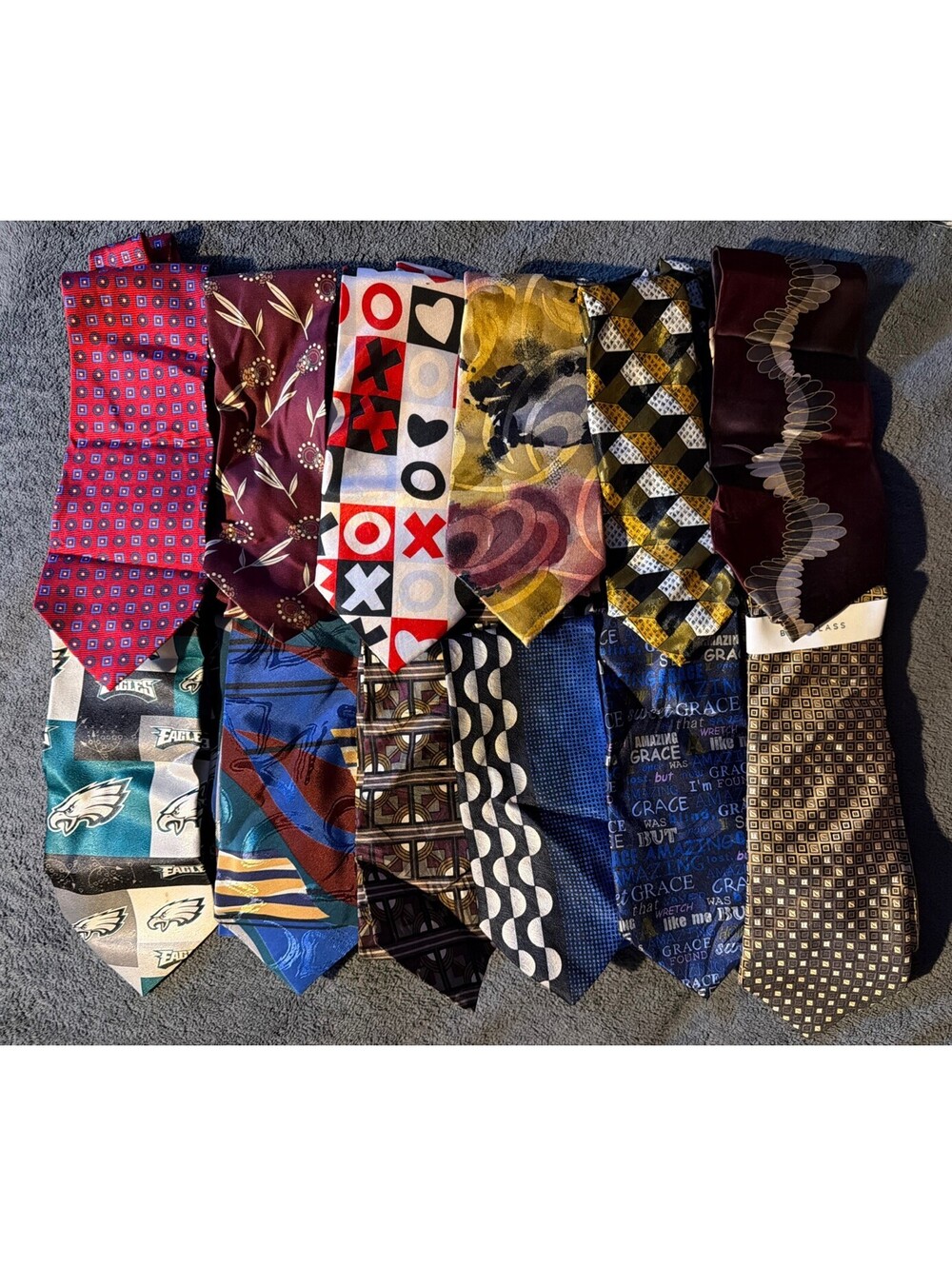 Lot Of 12 Men’s Neck Ties Stafford, Envoy, Bill Blass, NFL, Steven Harris & More